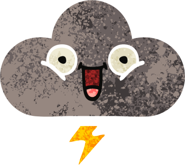 Bir insan tarafından çizilmiş bir fırtına bulutunun retro çizim tarzı karikatürü