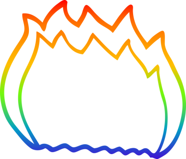 gökkuşağı gradyan çizgi çizimi bir insan tarafından çizilmiş mavi alev