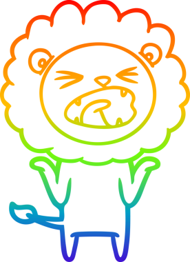 gökkuşağı gradyan çizgi çizimi bir insan tarafından çizilmiş bir aslan