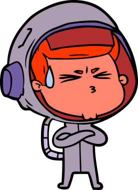 Çizgi film bir insan tarafından çizilmiş astronot.