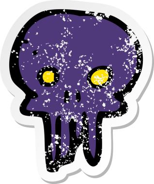 Bir insan tarafından çizilmiş ürkütücü bir kafatası sembolünün gerilimli yapıştırması.