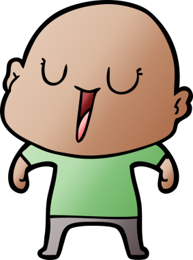 Bir insan tarafından çizilmiş mutlu, kel adam.