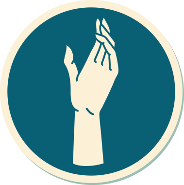 Bir insan tarafından çizilmiş geleneksel bir el dövmesi çıkartması.