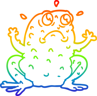 gökkuşağı gradyan çizgi çizimi bir insan tarafından çizilmiş gergin kurbağa