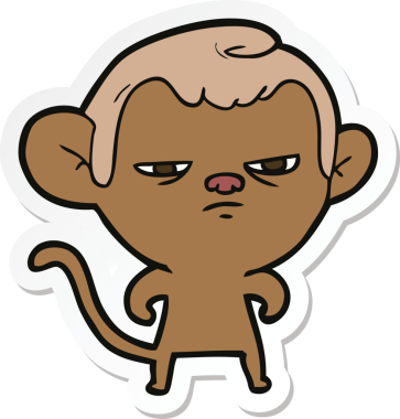 Bir insan tarafından çizilmiş çizgi film maymununun çıkartması.