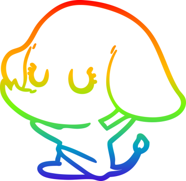 Gökkuşağı gradyan çizgisi bir insan tarafından çizilmiş şirin bir fil çizimi