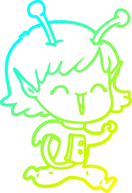 Soğuk gradyan çizgisi, bir insan tarafından çizilmiş gülen uzaylı bir kızın çizimi.