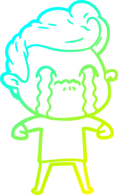 Bir insan tarafından çizilmiş ağlayan bir çizgi film karakteri çizimi.