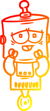 Bir insan tarafından çizilen çizgi film robotunun sıcak çizgi çizimi