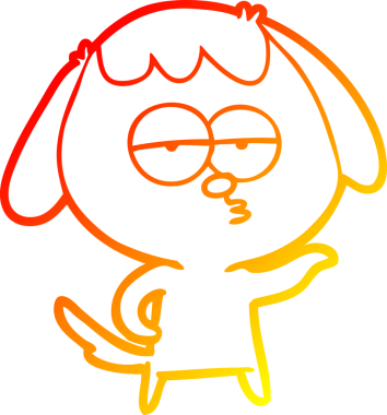 Bir insan tarafından çizilen ve sıkılmış bir köpeğin sıcak çizgi çizimi.