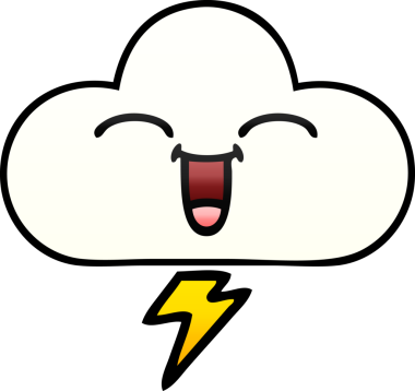 Bir insan tarafından çizilmiş gök gürültüsü bulutunun gölgelenmiş karikatürü