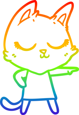 Gökkuşağı gradyan çizimi sakin bir kedi kız çizimi bir insan tarafından çizilmiş