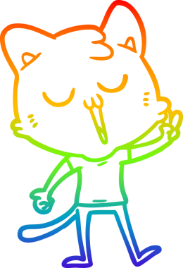 gökkuşağı gradyan çizgi çizimi bir insan tarafından çizilmiş bir çizgi film kedisi