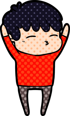 Bir insan tarafından çizilmiş meraklı bir çocuk.