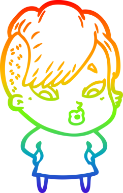 gökkuşağı gradyanı çizimi bir çizgi film kızı şaşırttı bir insan tarafından çizildi