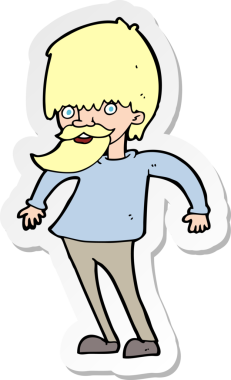 Bir insan tarafından çizilmiş omuzlarını silken sakallı bir adamın çıkartması.