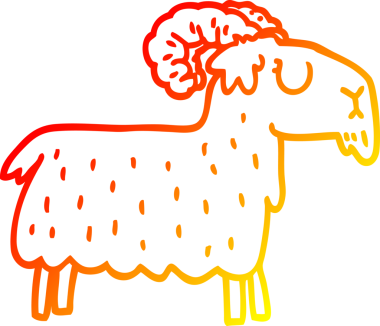 Bir insan tarafından çizilmiş inatçı bir keçinin sıcak çizgi çizimi