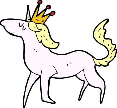 Bir insan tarafından çizilmiş tek boynuzlu at çizgi filmi.