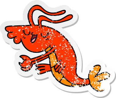 Bir insan tarafından çizilmiş garip bir el çizimi karidesin sıkıntılı çıkartması.