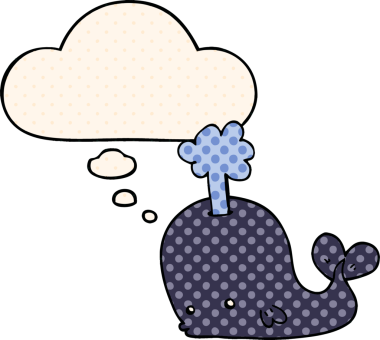 Çizgi roman tarzında bir insan tarafından çizilmiş düşünce balinası.