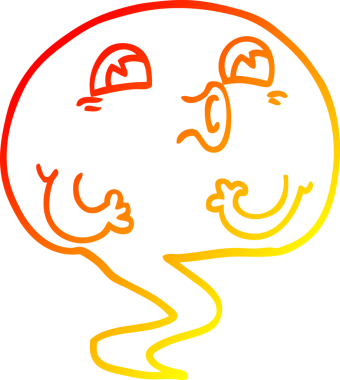 Bir insan tarafından çizilmiş ürkütücü bir çizgi film hayaletinin sıcak çizgi çizimi