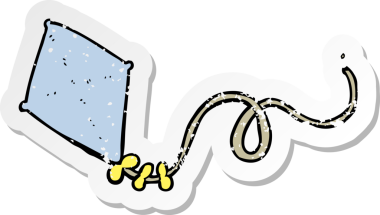 Bir insan tarafından çizilmiş karikatür uçurtmasının gerilimli etiketi.