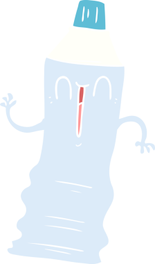 Bir insan tarafından çizilmiş düz renk çizgi film diş macunu tüpü