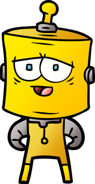 Bir insan tarafından çizilmiş çizgi film robotu