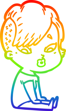 gökkuşağı gradyanı çizimi bir çizgi film kızı şaşırttı bir insan tarafından çizildi