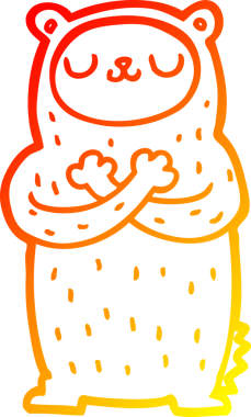 Bir insan tarafından çizilen çizgi film ayısının sıcak çizgi çizimi