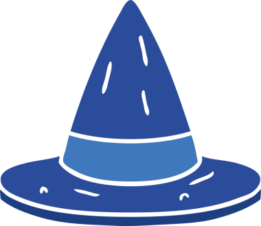 Bir insan tarafından çizilmiş bir cadı şapkası karalaması.