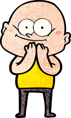 Bir insan tarafından çizilmiş kel bir adam.