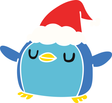 Bir insan tarafından çizilmiş kawaii pengueninin el çizimi karikatürü