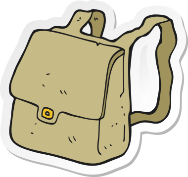 Bir insan tarafından çizilmiş bir karikatür çantasının çıkartması.