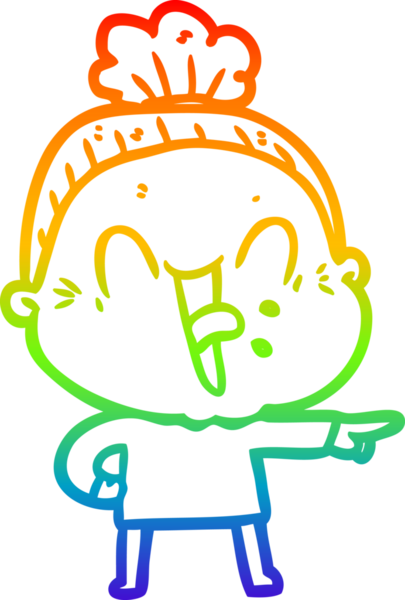 Gökkuşağı gradyan çizgi çizimi Bir insan tarafından çizilmiş mutlu yaşlı kadın