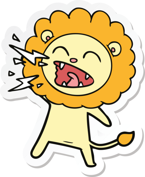 Bir insan tarafından çizilmiş kükreyen aslanın çıkartması.