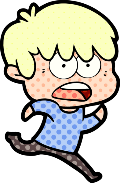 Bir insan tarafından çizilmiş endişeli çizgi film çocuğu.