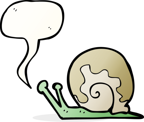 bir insan tarafından çizilmiş konuşma balonlu çizgi film salyangozu