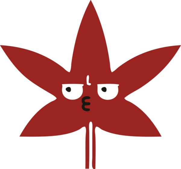 Bir insan tarafından çizilen sonbahar yaprağının düz renk retro karikatürü