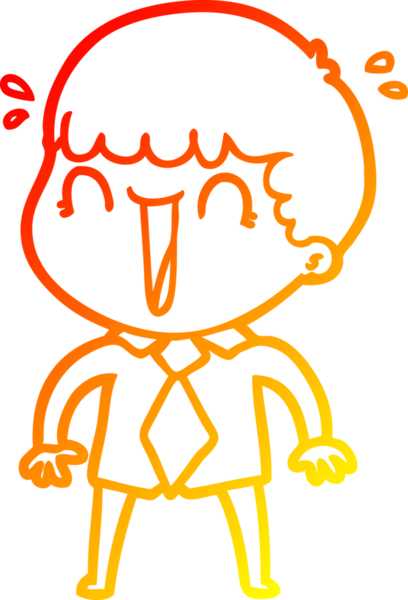 Bir insan tarafından çizilmiş tişörtlü ve kravatlı, gülen bir adamın sıcak çizgi çizimi.