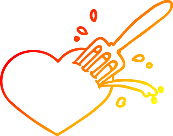 İnsan tarafından çizilmiş çatalla çizilmiş bir aşk kalbinin sıcak çizgi çizimi