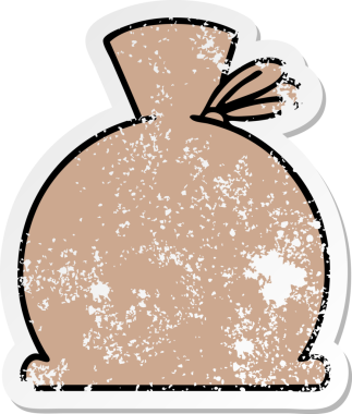 Bir insan tarafından çizilmiş şirin bir karikatür çantasının sıkıntılı çıkartması.