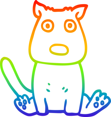 gökkuşağı gradyan çizgi çizimi bir insan tarafından çizilmiş sakin bir köpek