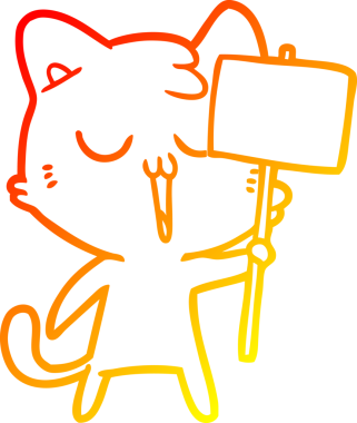 Bir insan tarafından çizilmiş çizgi film kedisinin sıcak çizgi çizimi