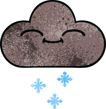 Bir insan tarafından çizilmiş mutlu bir kar bulutunun retro grunge dokusu.