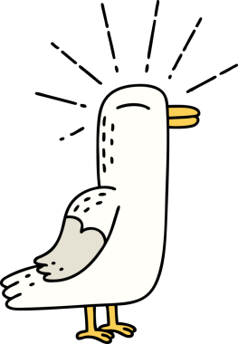 Bir insan tarafından çizilmiş geleneksel dövme stili martı kuşunun çizimi