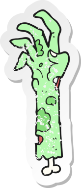 Bir insan tarafından çizilmiş zombi çizgi filminin gerilmiş çıkartması.