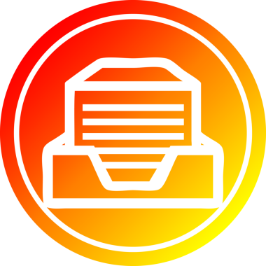 Ofis kağıdı bir insan tarafından çizilen sıcak gradyan bitiş ile dairesel simge yığın