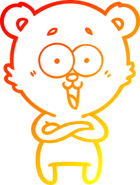 Bir insan tarafından çizilmiş gülen oyuncak ayının sıcak çizgi çizimi.