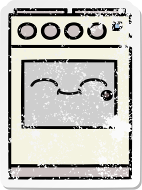 Bir insan tarafından çizilmiş şirin bir mutfak fırınının sıkıntılı çıkartması.